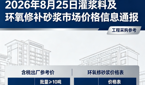 梅江2026年8月25日灌浆料及环氧修补砂浆市场价格信息通报